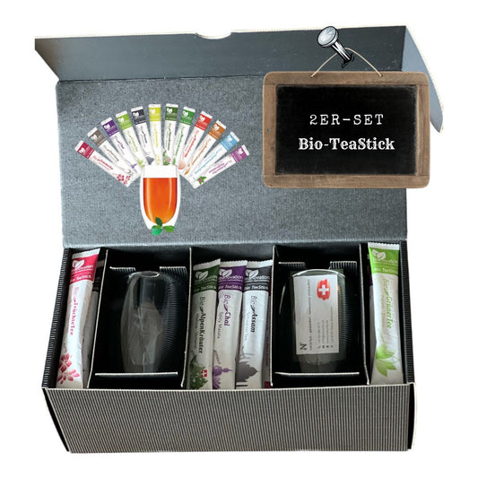 GeschenkBox TeeGlas | 2er Set mit Bio-TeeStick - #shop_name