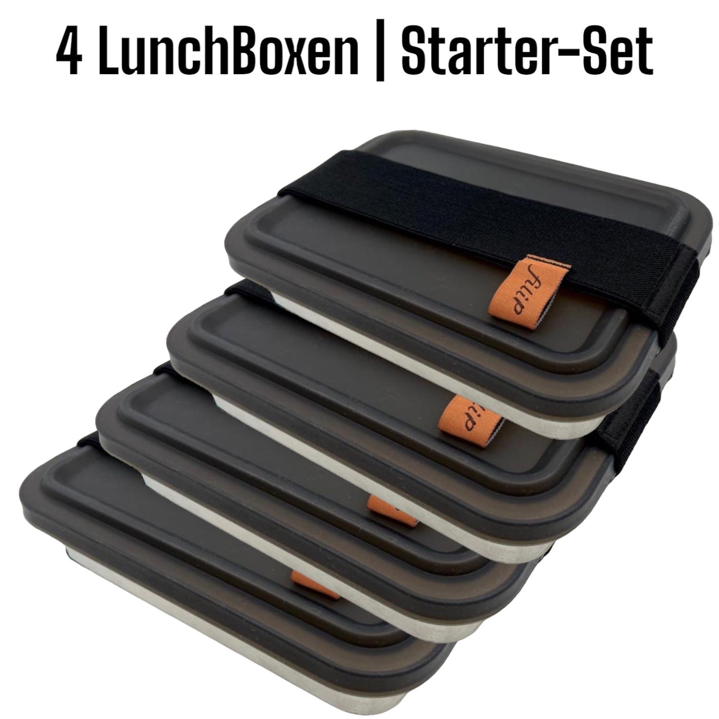 Lunchbox aus Edelstahl filip | 4er-Starter-Set | mit Sleeve und Besteckfach - #shop_name