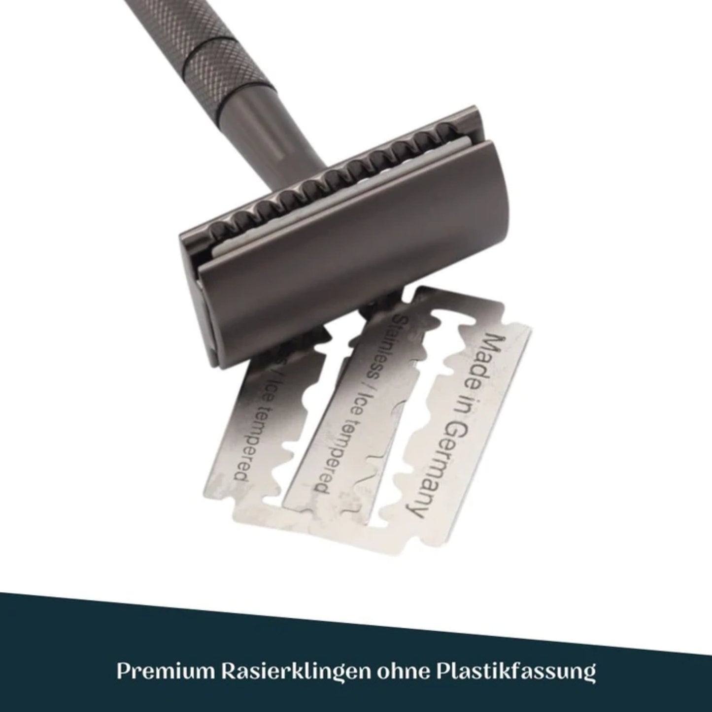 Rasierhobel aus Metall Anthrazit inklusive 10 Ersatzklingen - #shop_name