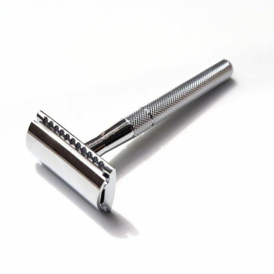 Rasierhobel aus Metall Chrom inklusive 10 Ersatzklingen - #shop_name