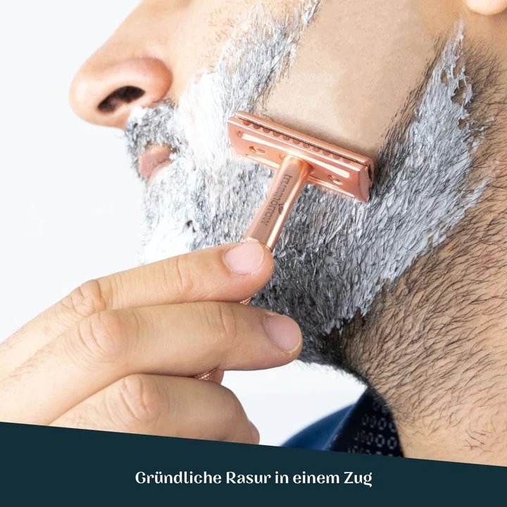 Rasierhobel aus Metall Rosegold inklusive 10 Ersatzklingen - #shop_name
