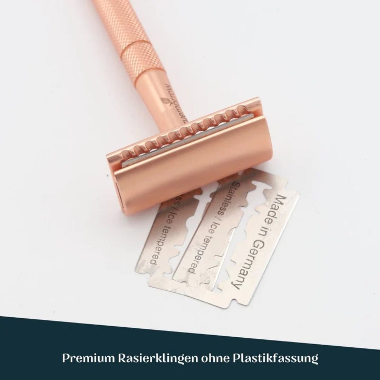 Rasierhobel aus Metall Rosegold inklusive 10 Ersatzklingen - #shop_name