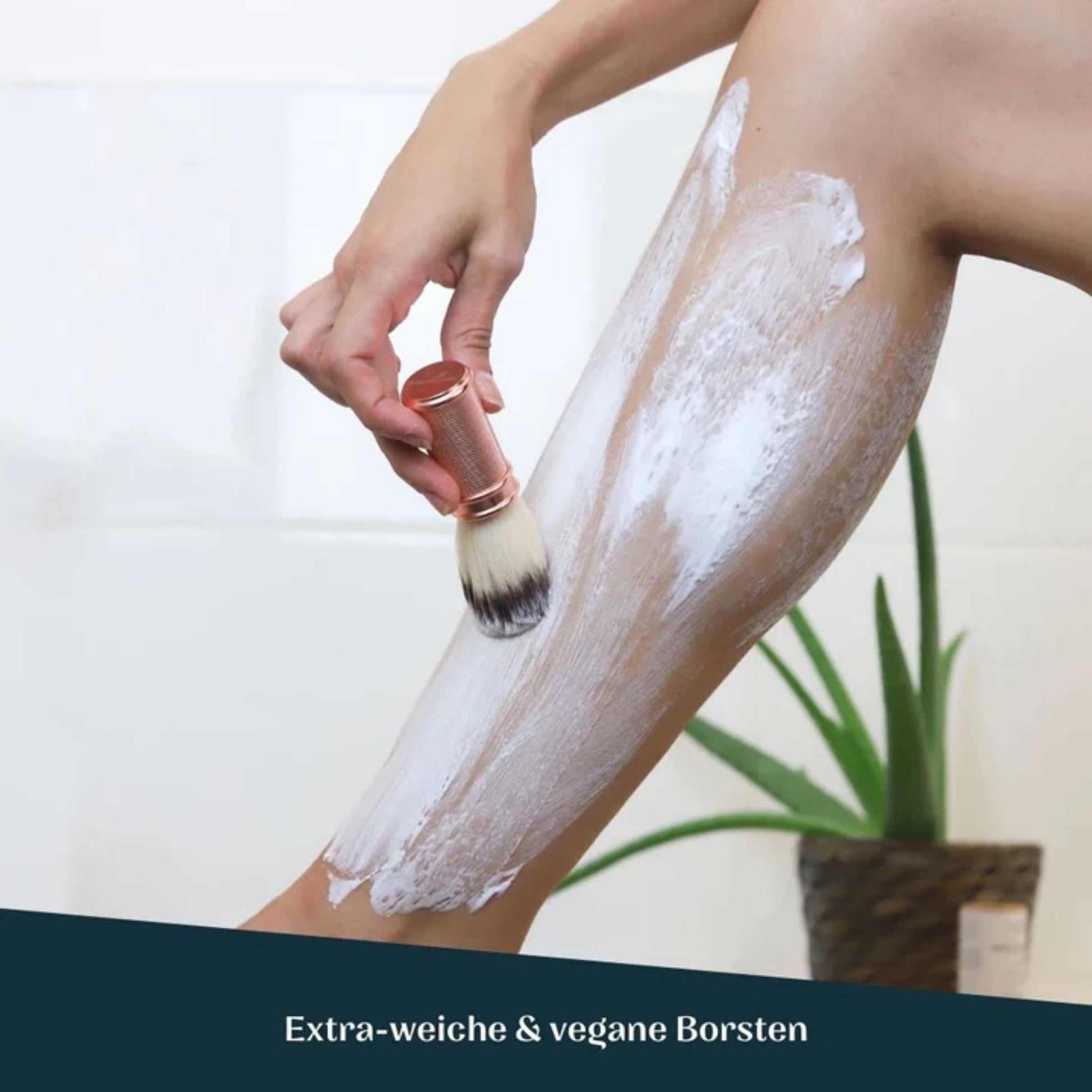 Rasierpinsel Premium aus Metall Rosé vegan - #shop_name