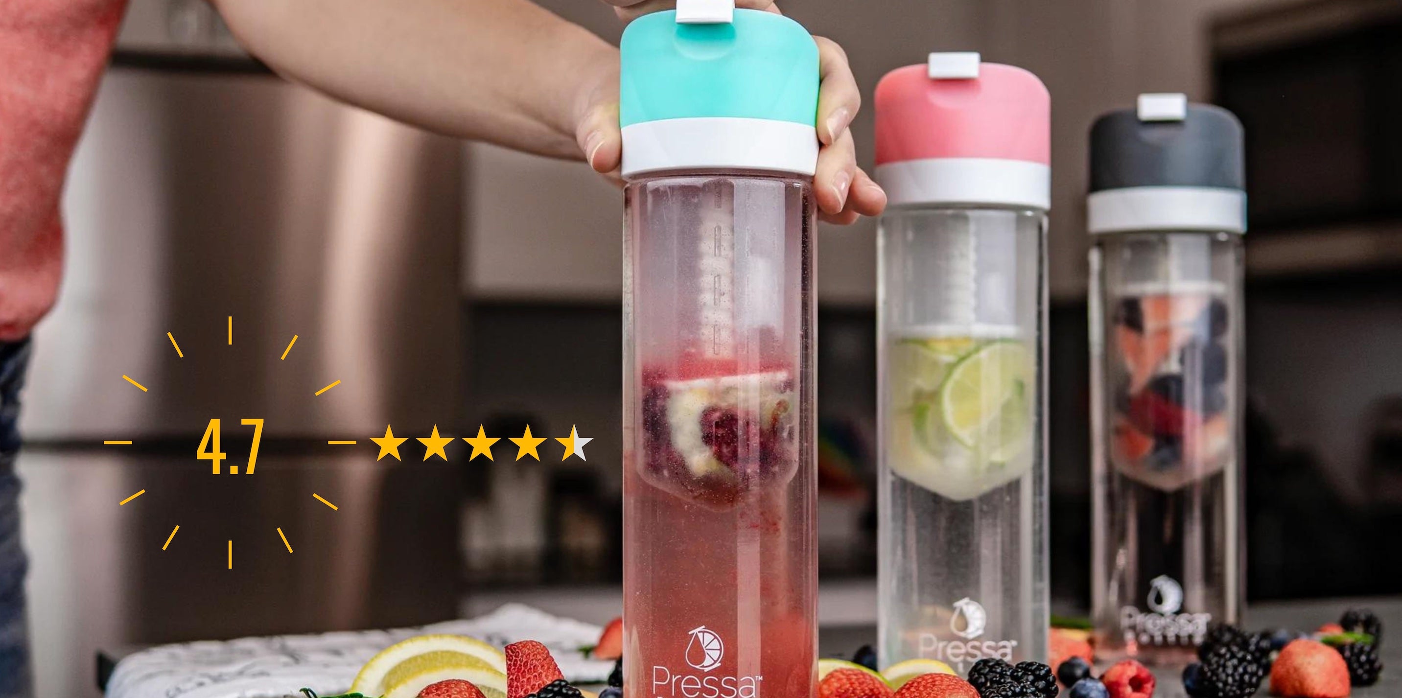 Schweizer OnlineShop Naturify - PressaBottle Trinkflasche mit einzigartiger Fruchtpresse