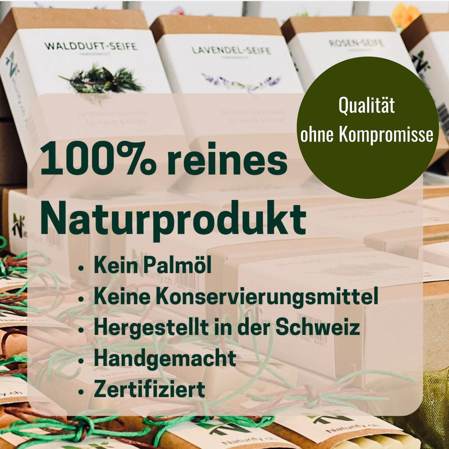 Seifen Set | Vier Naturseifen im Set aus Schweizer Produktion - Rosen- Kräuter - Ringelblumen - Lavendel